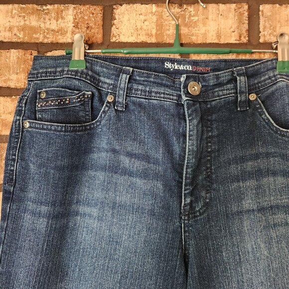 Style & Co. Tummy Control Straight Leg Jeans Dark Wash Size 12 NWOT - Picture 2 of 5